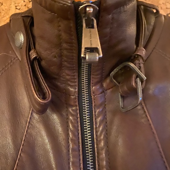 Andrew Marc Brown Leather Jacket with Detachable Fox Fur Collar, Women’s XS - Picture 6 of 11